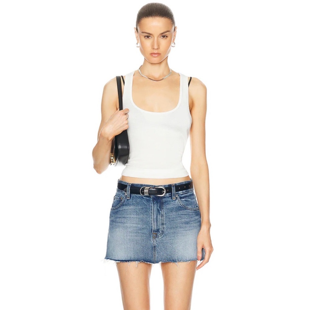 GRLFRND Maren A-line Mini Skirt Blue Jean Denim Skirt